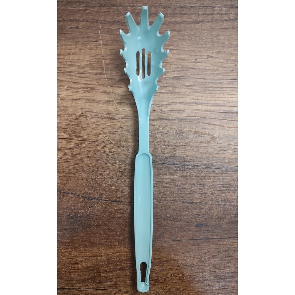 Vtg Ecko Slotted Pasta Spaghetti Spoon Fork Light Blue Green Made In USA U61